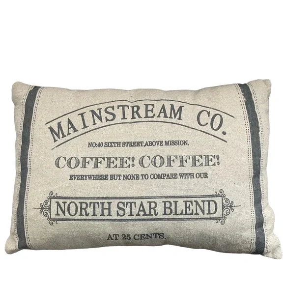 Cream Gray Farmhouse Burlap Mainstream Co Coffee Blend Decorative